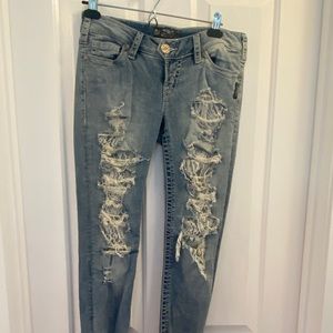 SILVER Shredded Denim Jeans